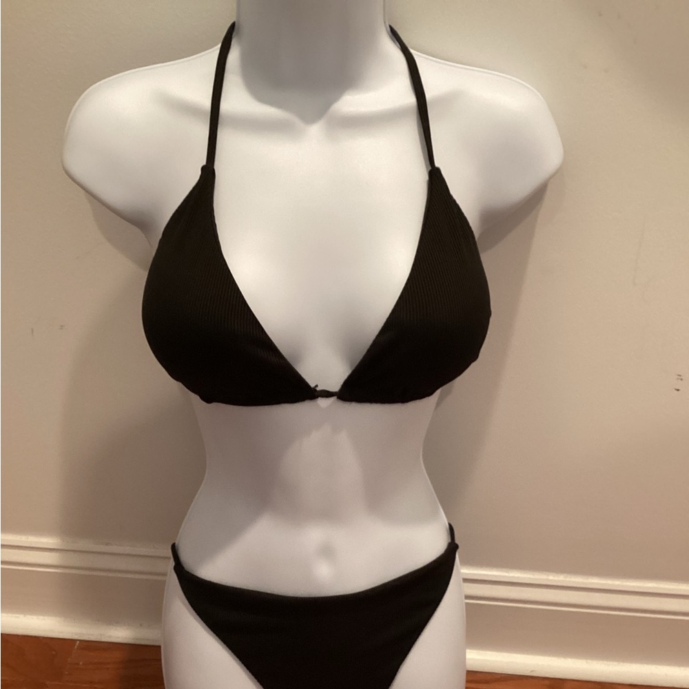 Black Triangle Bikini Top and Bottom Set